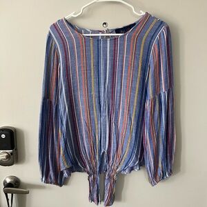 Striped Blue Multi-Color Women's Top